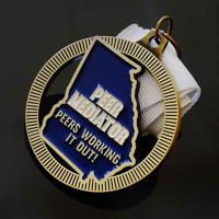 Custom You Design Die Casting Soft Enamel Metal Medals With Cut Out Style, Antique gold Plating And White Ribbon